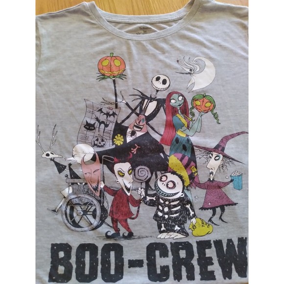 Tim Burton Nightmare Before Christmas Boo Crew Gray Shirt Top Tee Jr. XXL 19 VGC - Picture 7 of 8
